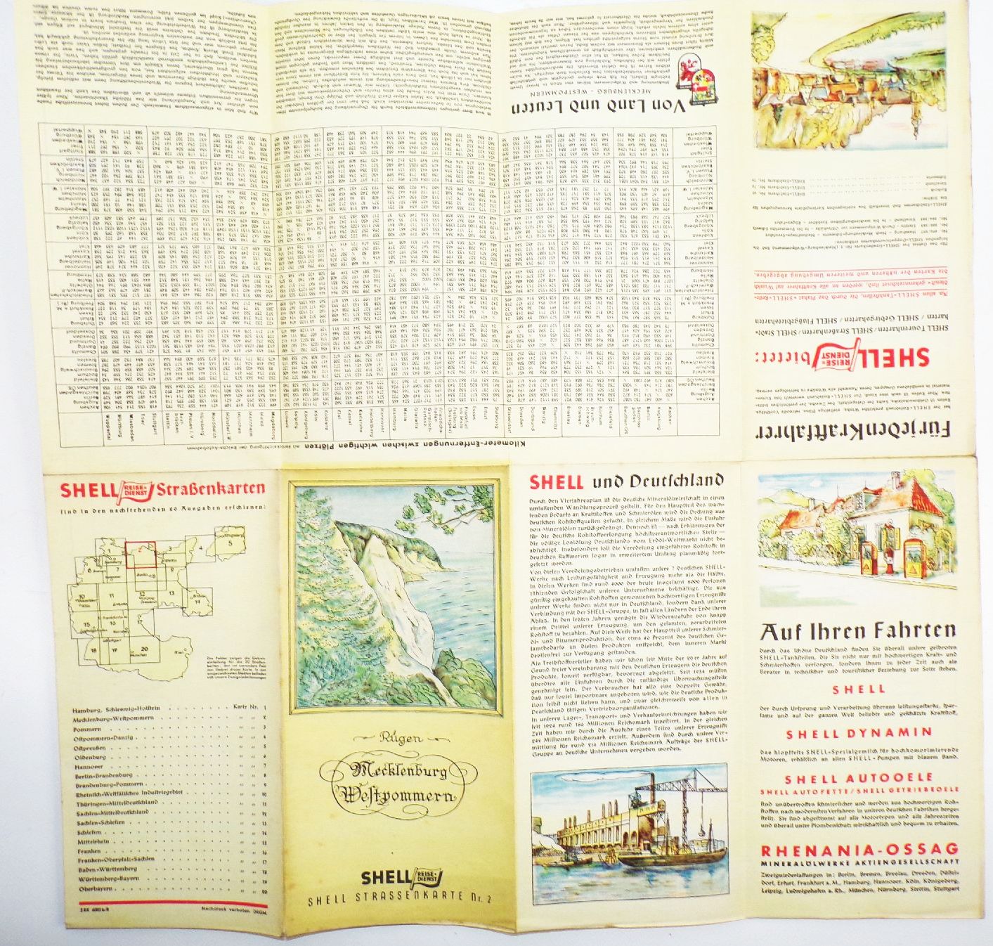 Alte Shell Straßenkarte Nr 2 Mecklenburg Westpommern 1930er Reisedienst