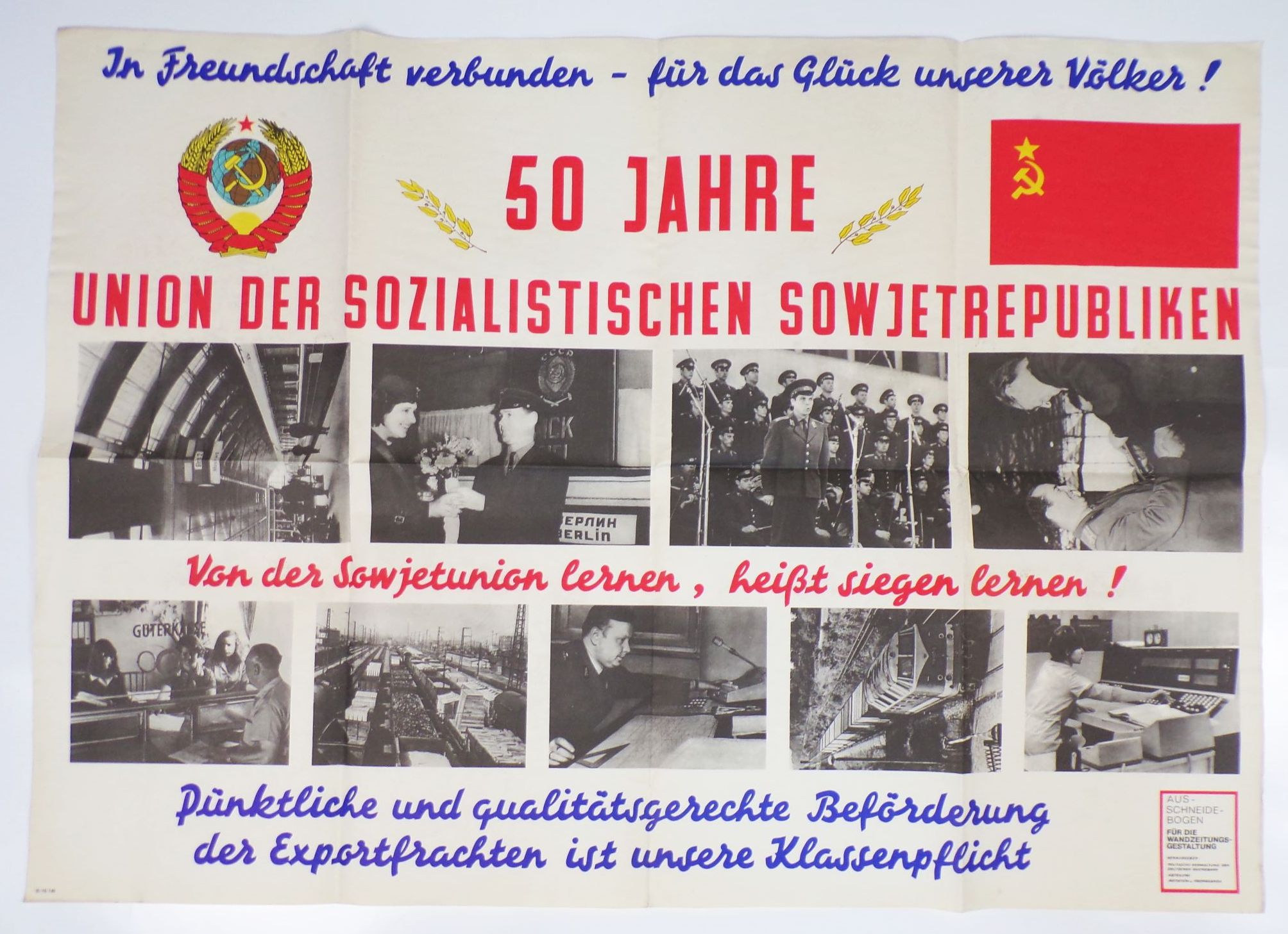 Propaganda Plakat 50 Jahre Sowjetrepublik Agitation Wandzeitung DDR Poster