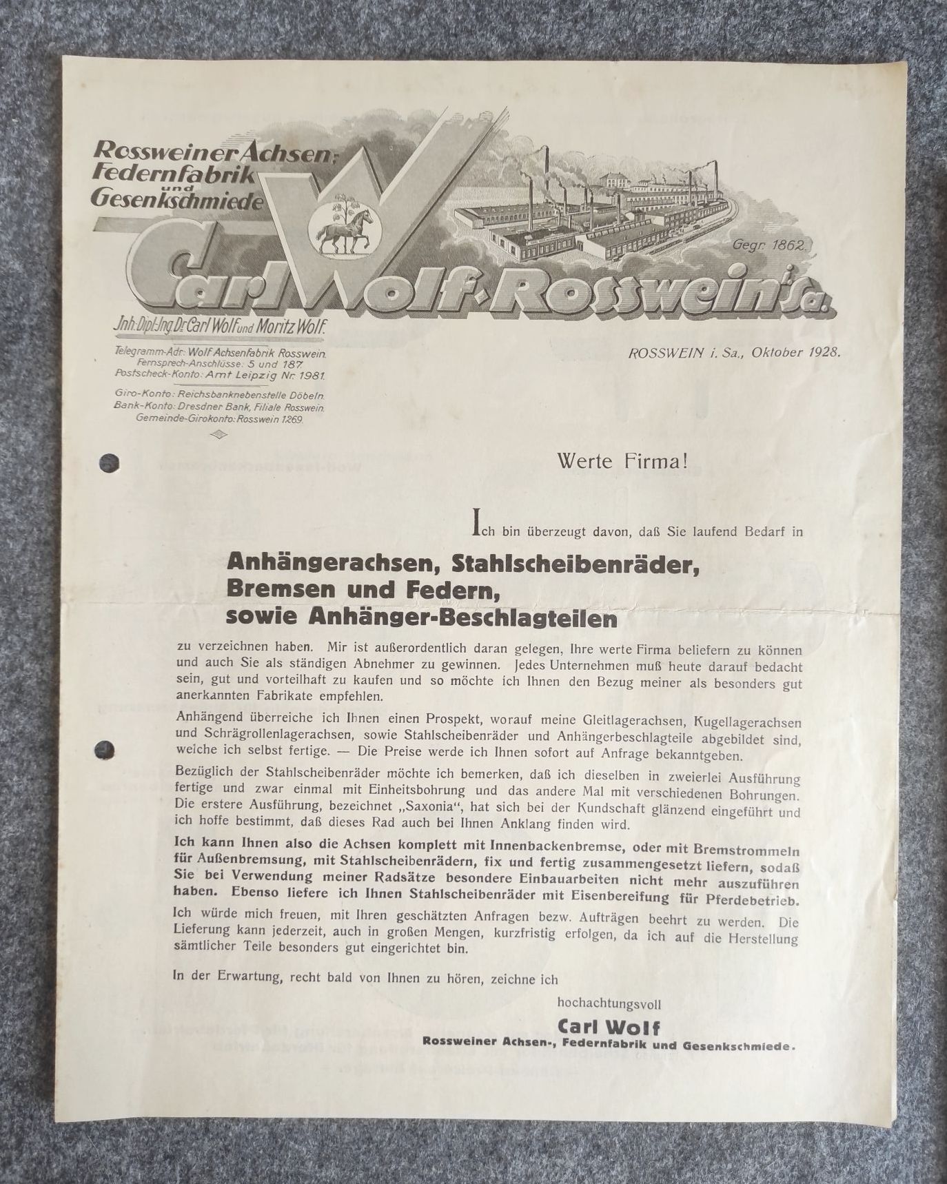 Carl Wolf Rosswein Sachsen alte Werbeblätter Preislisten 1929 Carl Wolf Rosswein Sachsen alte Werbeblätter Preislisten 1929