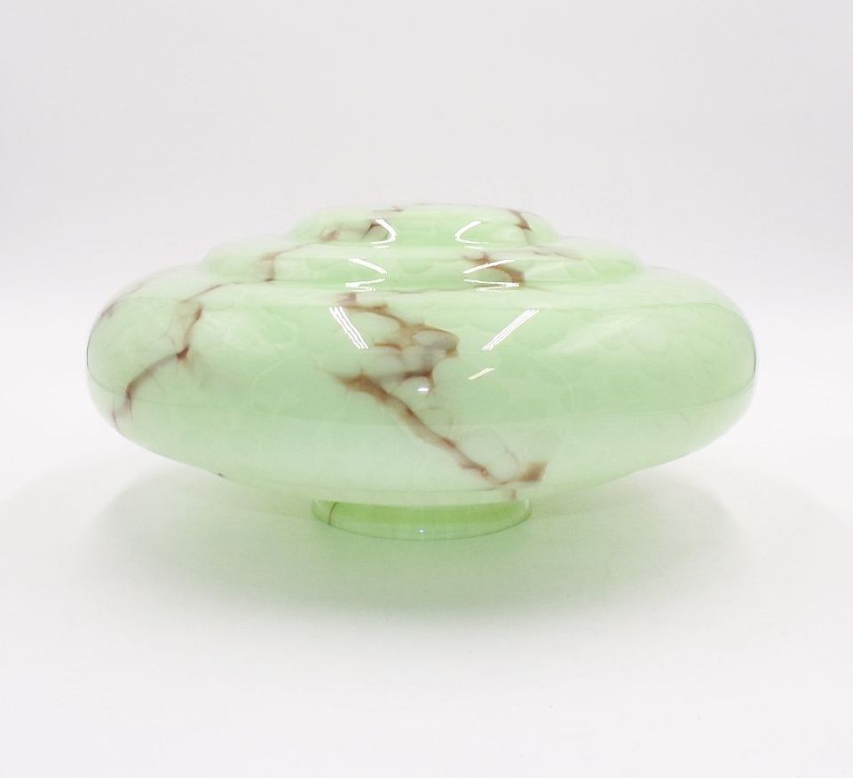 Alter Lampenschirm Grün marmoriert Art Deco Lampenglas Deckenleuchte