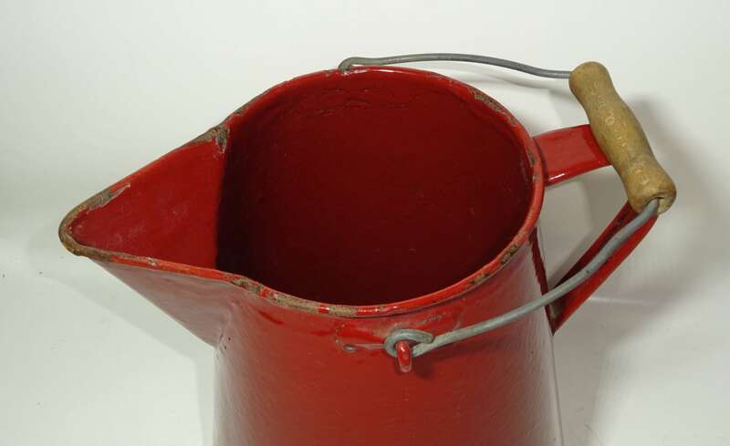 Alte Emaille Kanne Braun Krug Vintage Landhaus Stil 