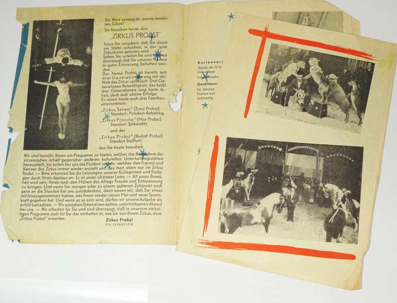 Zirkus Probst Prospekt Programm 1962 
