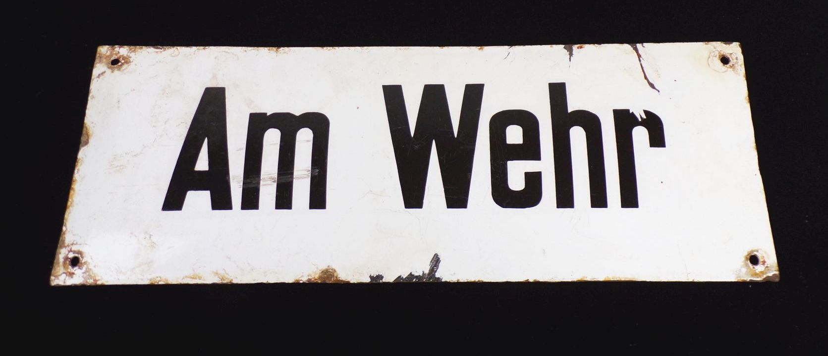 Altes Emailschild Am Wehr Straßenschild 