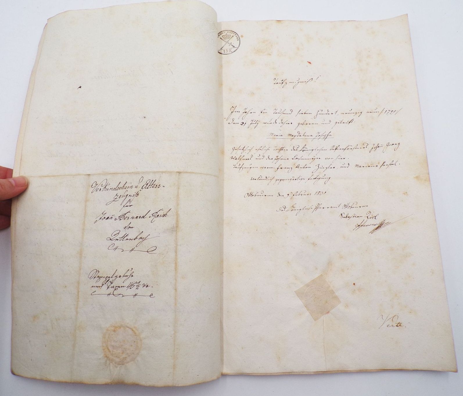 Kirchliche Schriftstück 1833 Mindelheim Haldenwang Rettenbach 