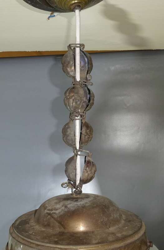 Jugendstil Hängelampe Pendellampe Messing Glas um 1900 