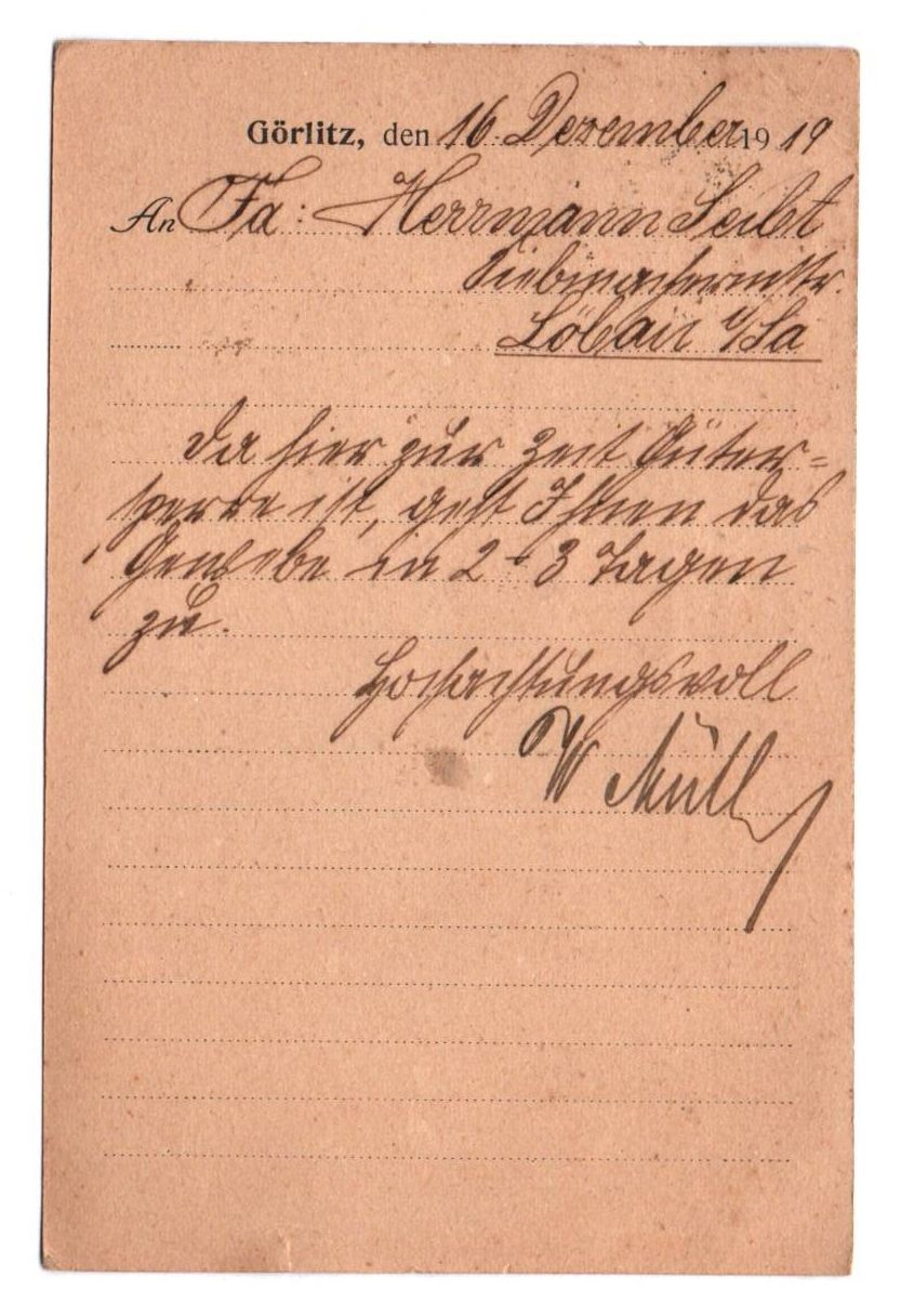 Postkarte Müth Görlitz Drahtzaun 1919 Reklame