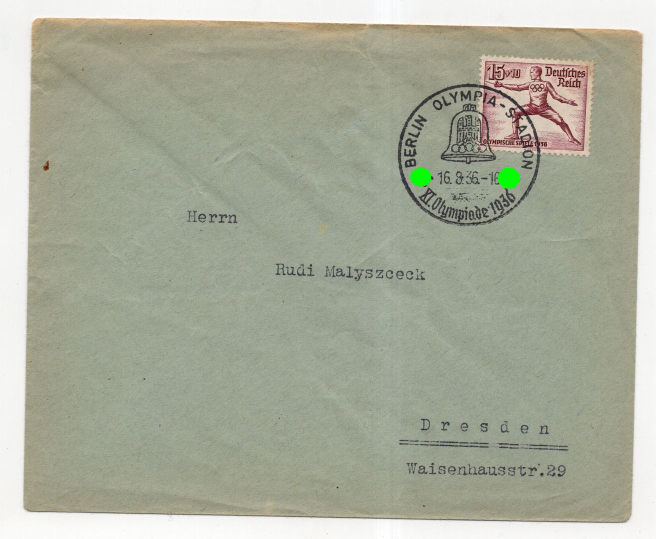 6 x Brief Olympia 1936 Berlin Dresden Reichsgartenschau Vignette 