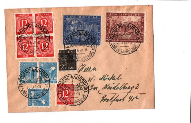Brief Friedberg bei Augsburg 1948 Alliierte Besetzung