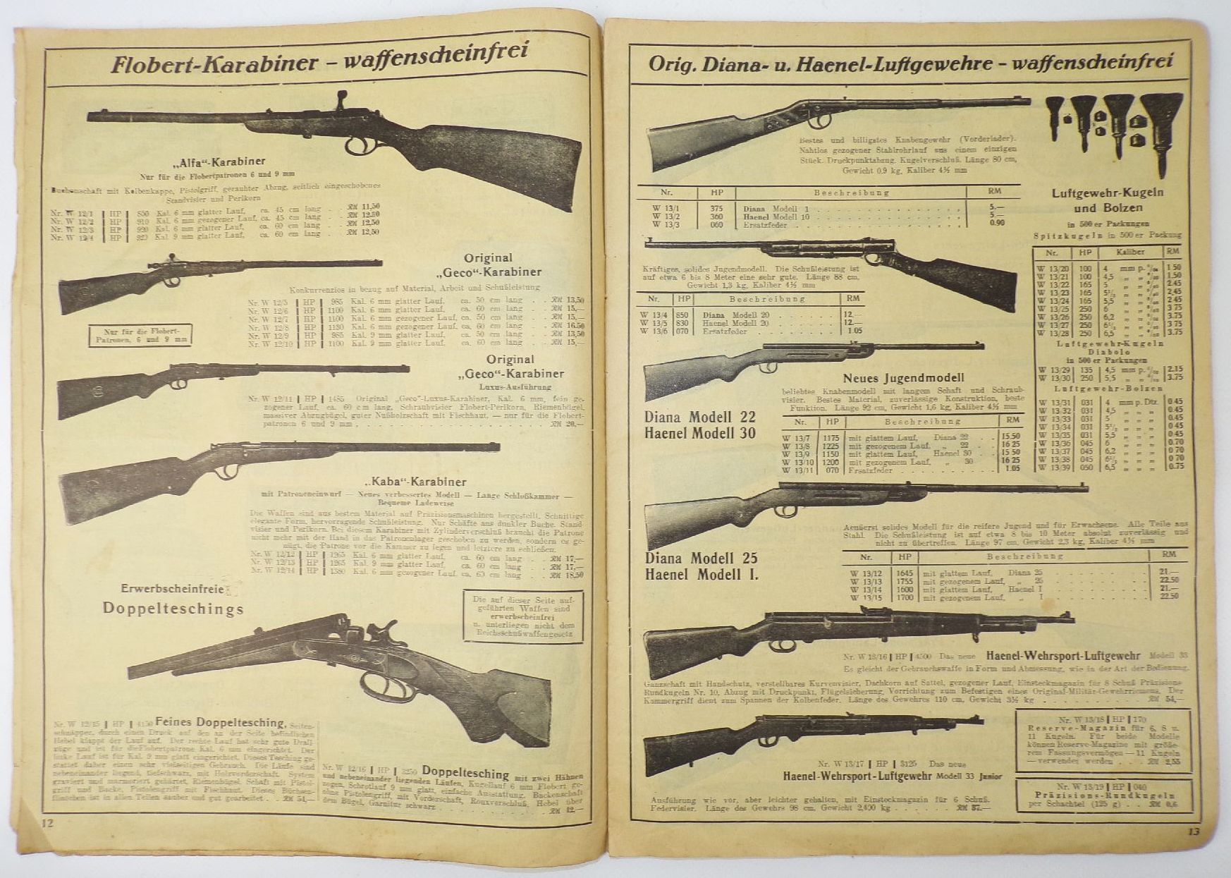Bernhard Wedler Stettin Breslau Grammophon Gewehre Waffen 1937 Katalog