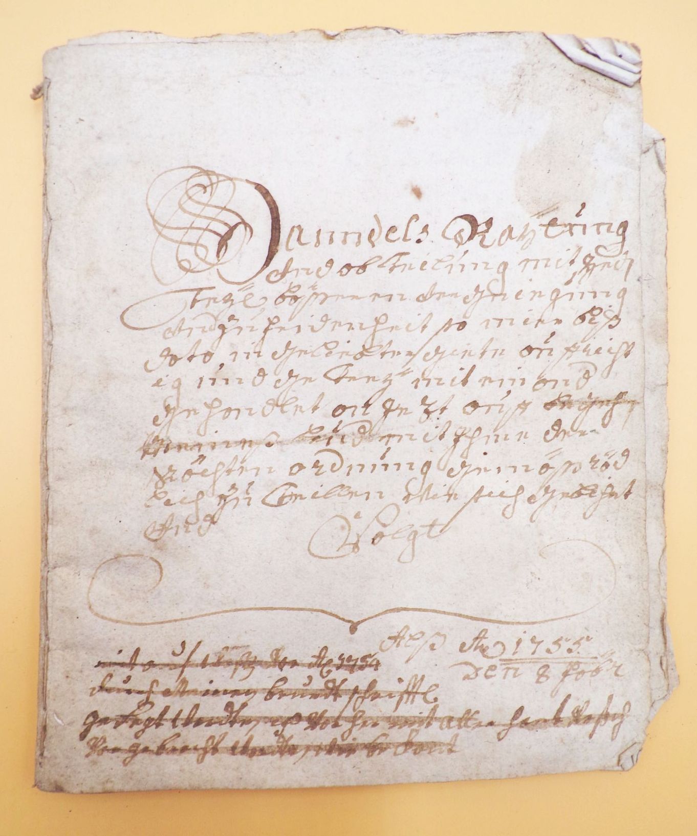 Handgeschriebenes Heft 1755