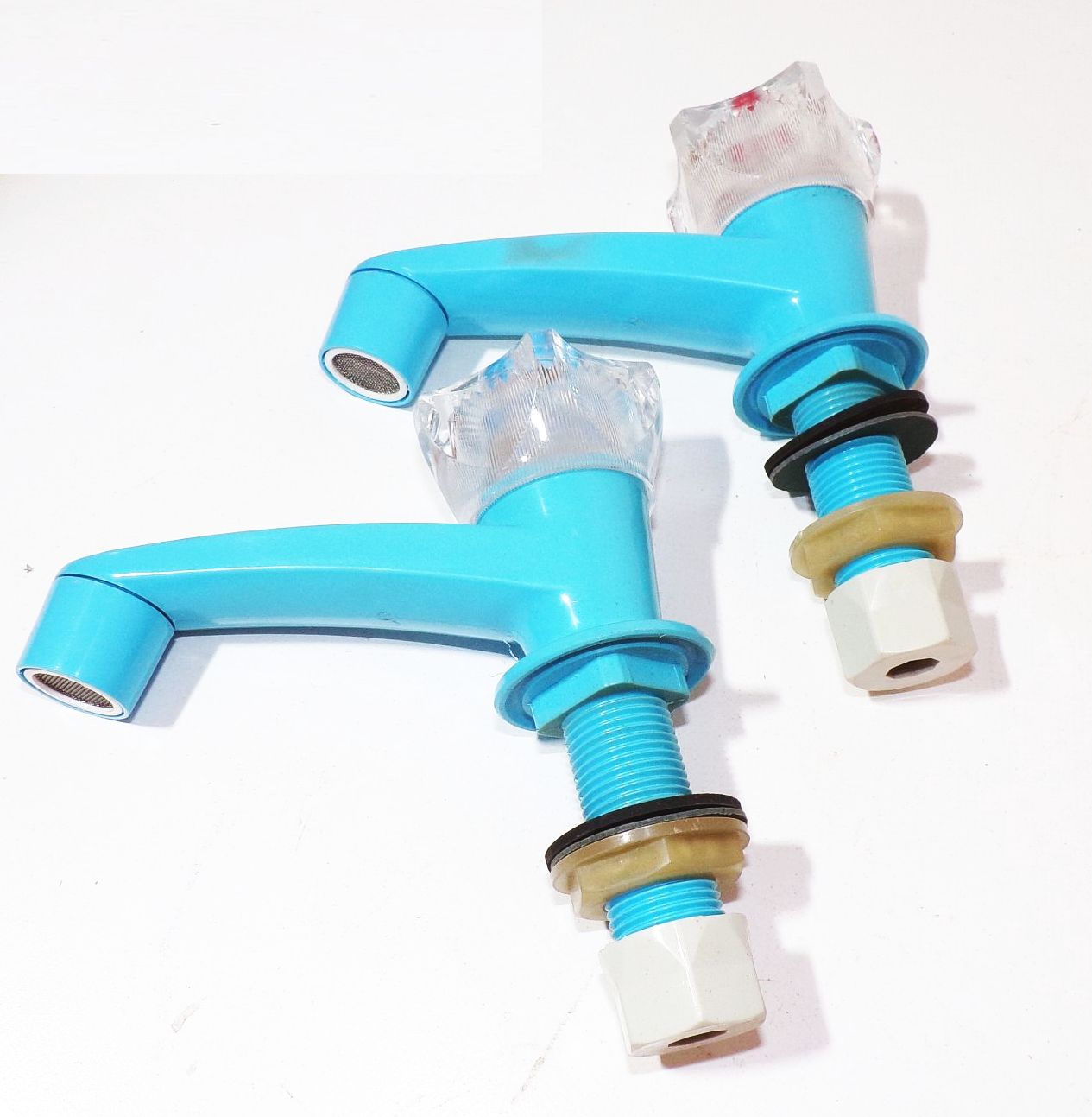 DDR Wasserhahn Blau Kalt Warm Set Retro Look Armatur