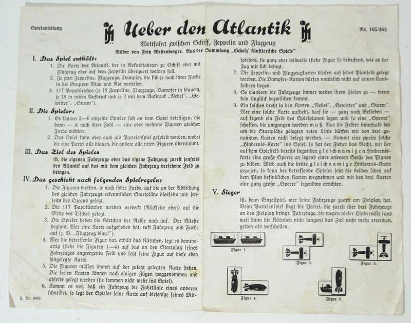 Über den Atlantik Zeppelin Scholz Mainz Brettspiel 1930er Zinnfiguren