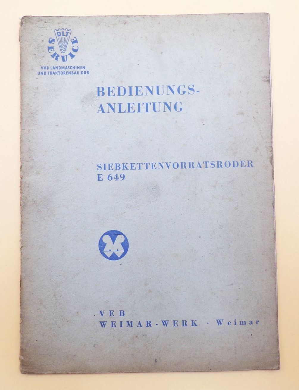 Betriebsanleitung Siebkettenvorratsroder E649 VEB Weimar Werk 1965 DDR