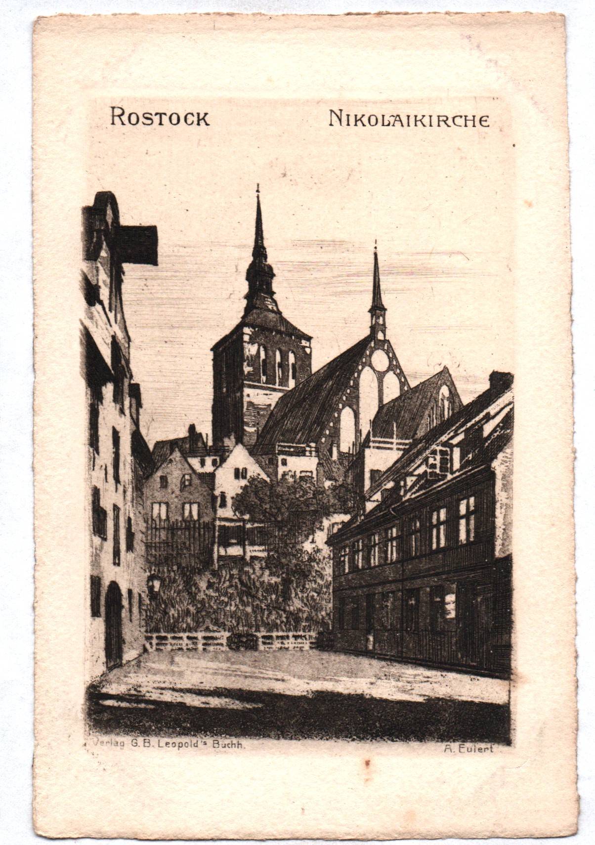 Ak Rostock Nikolaikirche Verlag Leopold Handpressen Kupferdruck 