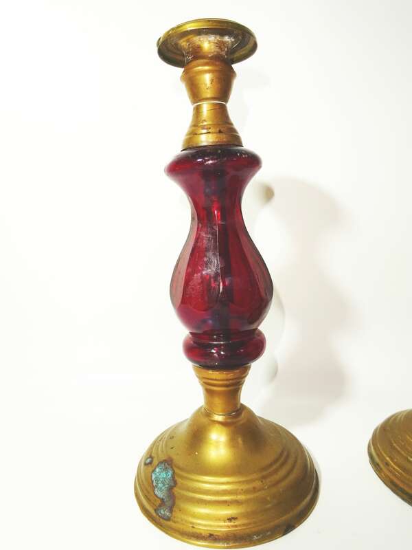 Kerzenständer 2 Stück Catalin Kunstharz Rot Vintage