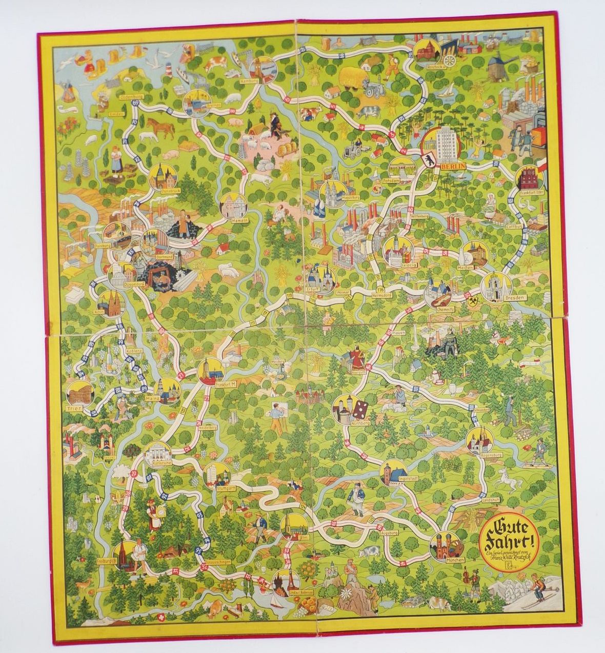 Gute Fahrt durch unser deutsches Vaterland Brettspiel Kratzsch Spiele 1950 er 