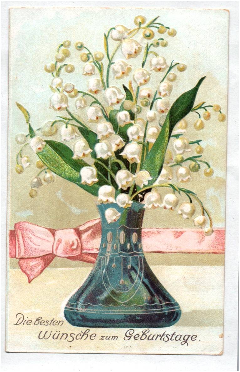 Präge Ak Vase mit Märzenbecher Blumen 1909 Geburtstag 
