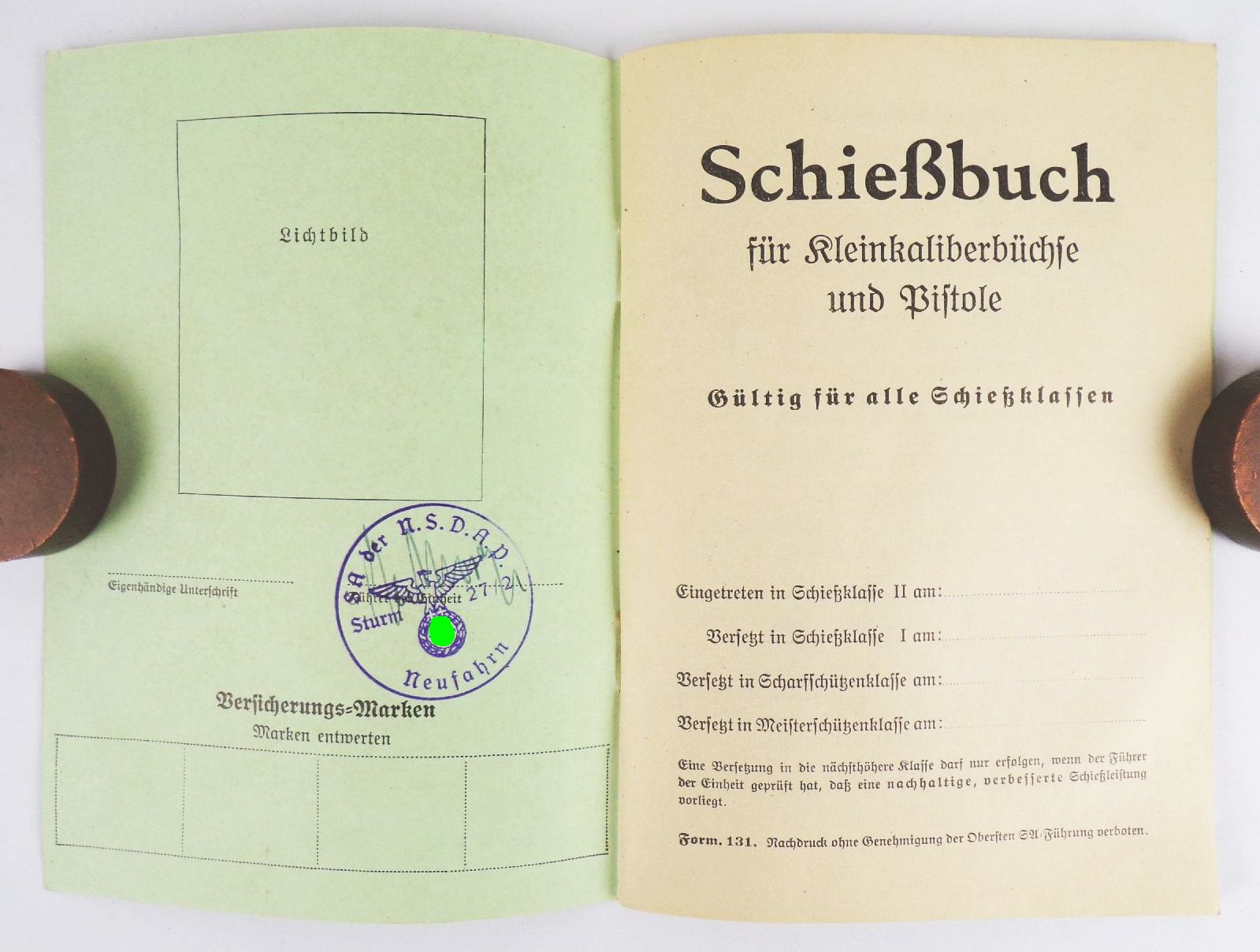 SA Schießbuch für Kleinkaliberbüchse und Pistole 1935 1936 SA Schießbuch für Kleinkaliberbüchse und Pistole 1935 1936