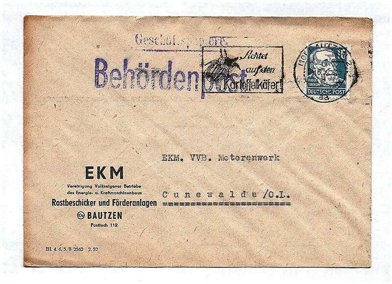 Behördenpost EKM Rostbeschicker und Förderanlagen Bautzen DDR