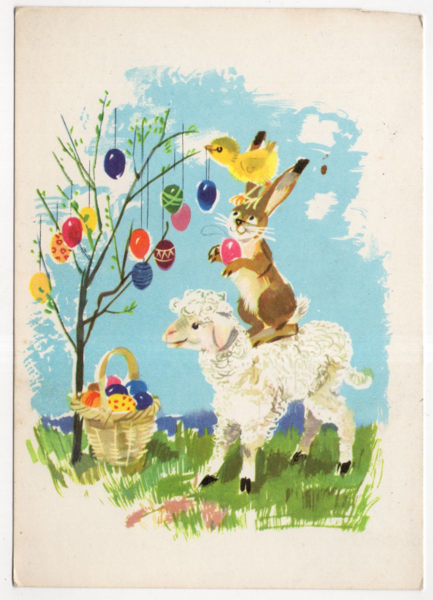 Künstler Ak Osterhase mit Schaf Lamm Ostern Hanna Roth Schaberschul 