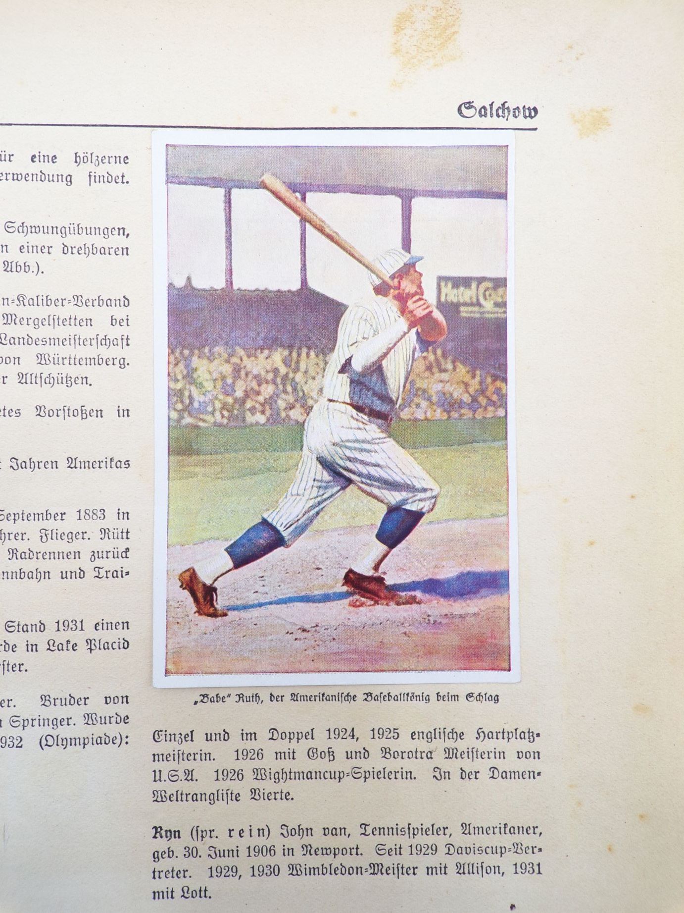 Sammelbilderalbum Handbuch des Sports 1932 mit Babe Ruth trading card