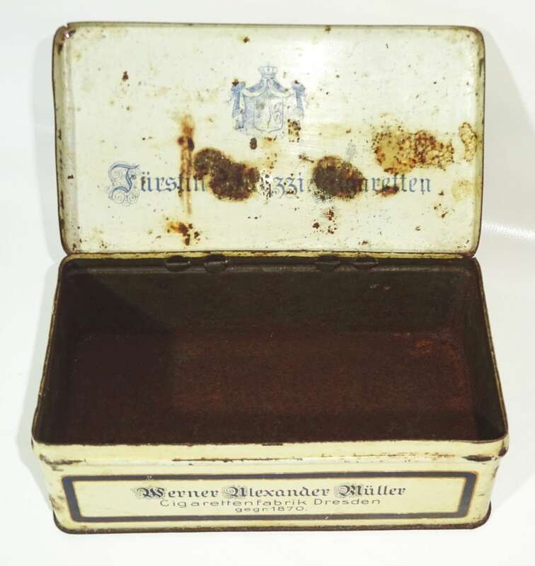 Alte Blechdose Fürstin Strozzi Cigaretten Müller Zigarettenfabrik Dresden 1910er