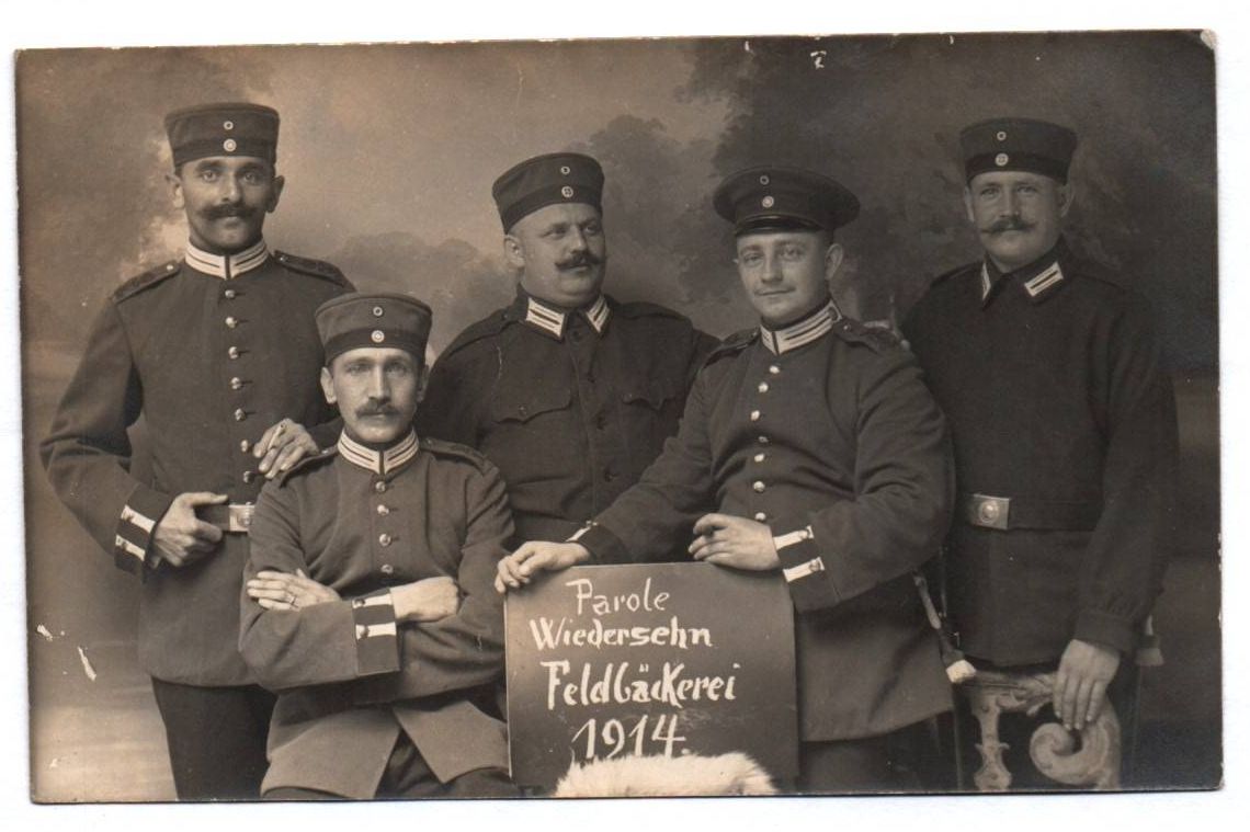 Foto Ak Soldaten Parole Wiedersehn Feldbäckerei 1914 IR 101  1 Wk 