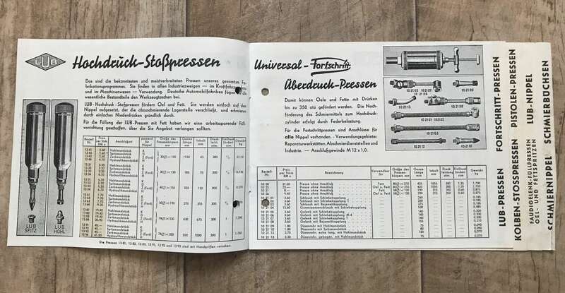 Heft Hochdruck geschmiert durchgeschmiert Ausgabe 1940 Pressen TECALEMIT