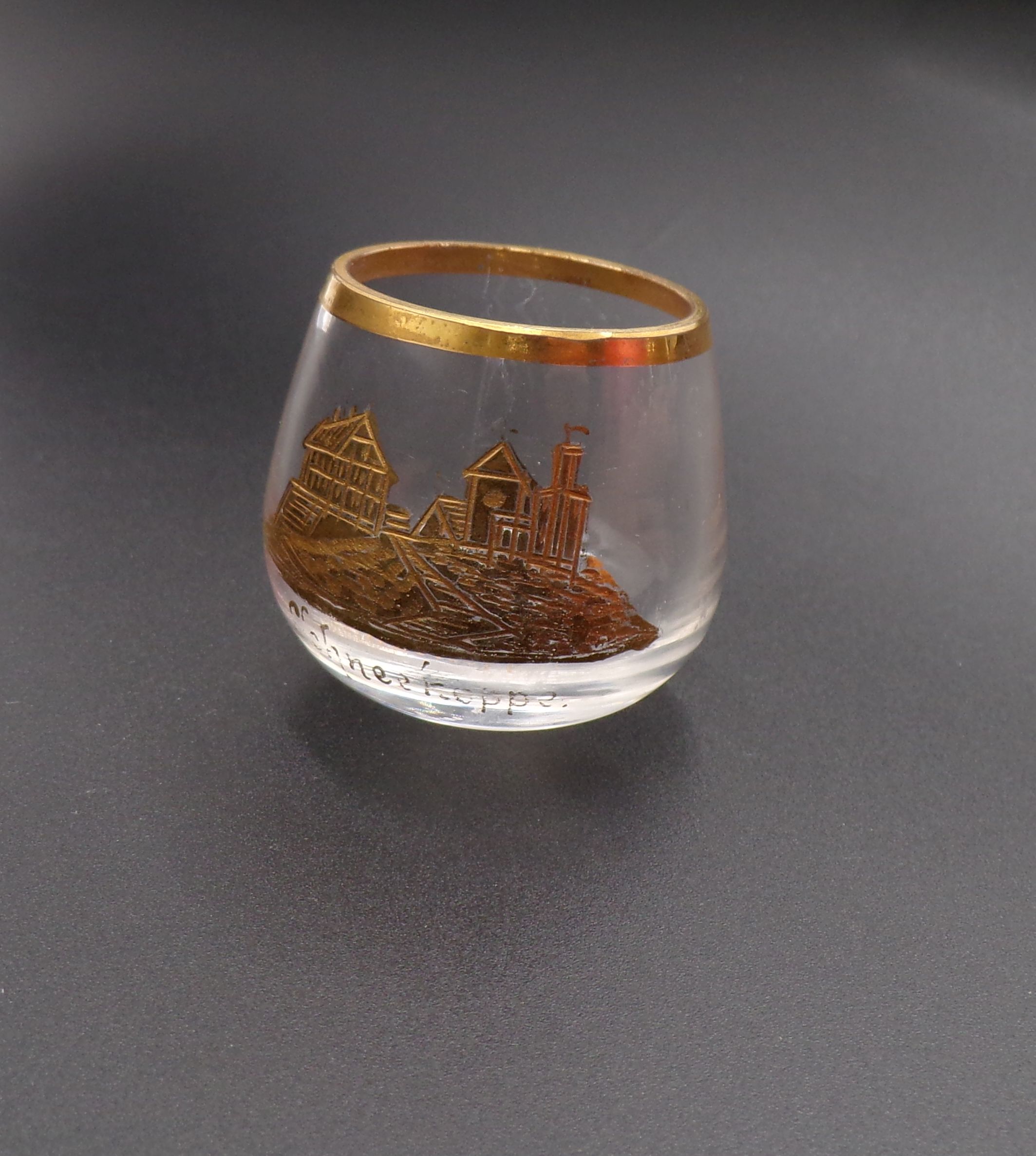 Altes Glas Andenken Schneekoppe Schlesien Polen um 1910 Abriss