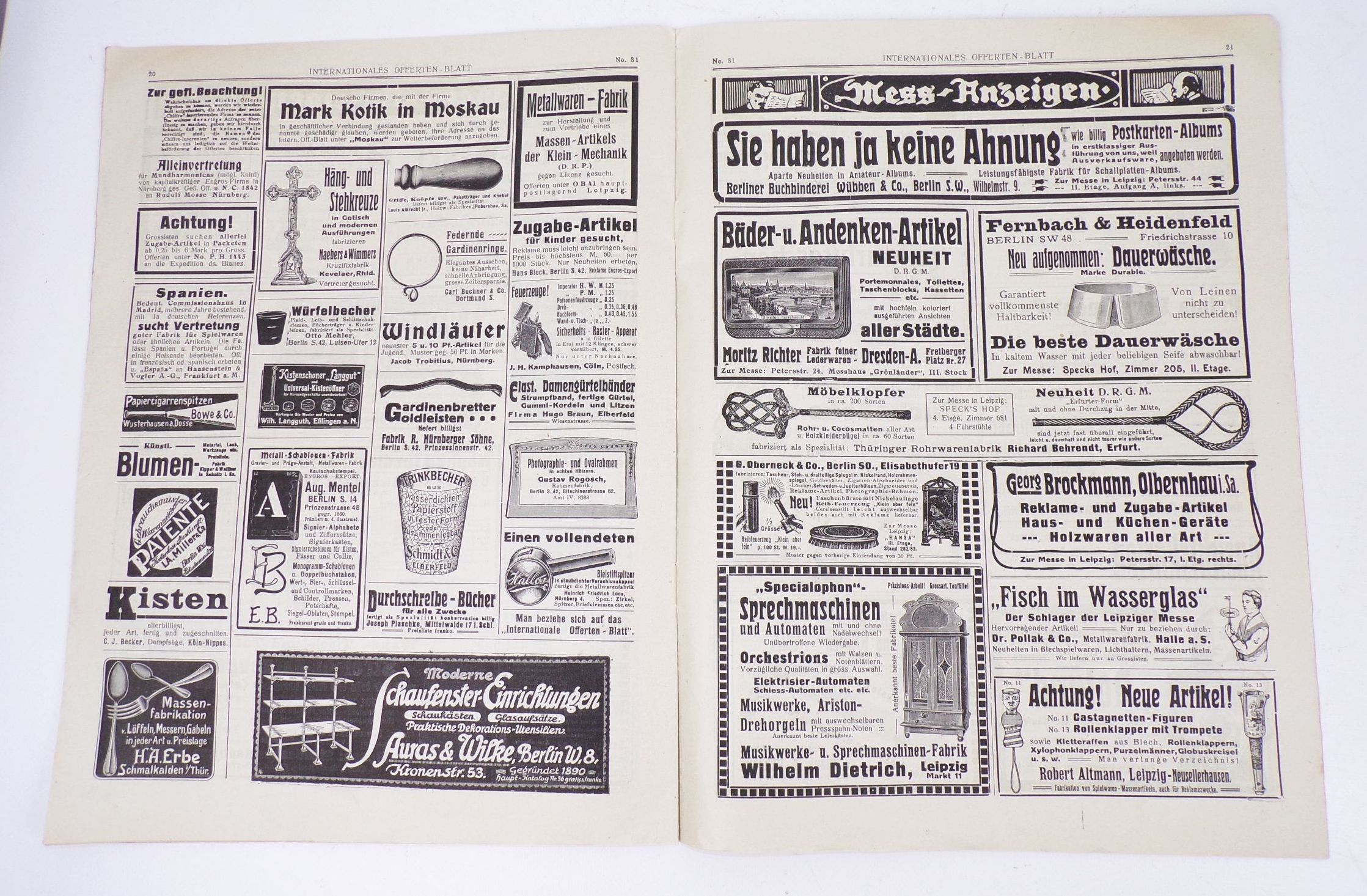 Internationales Offerten Blatt 1912 Nr 31 Anzeiger viele Werbeanzeigen