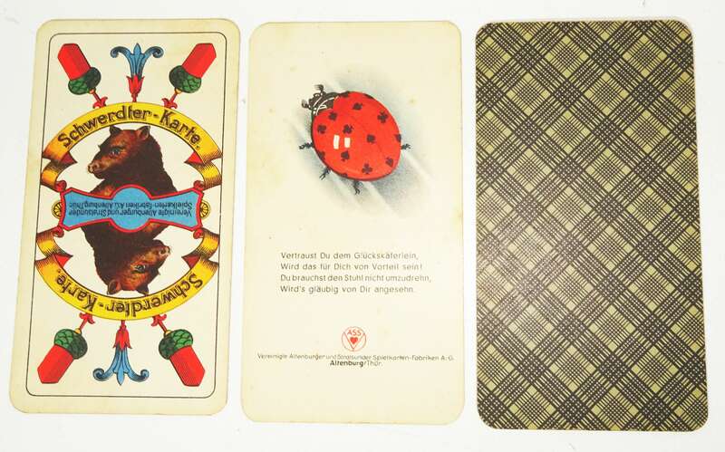 Sächsisches Doppelbild Nr 24 ASS Glückskäfer Kartenspiel