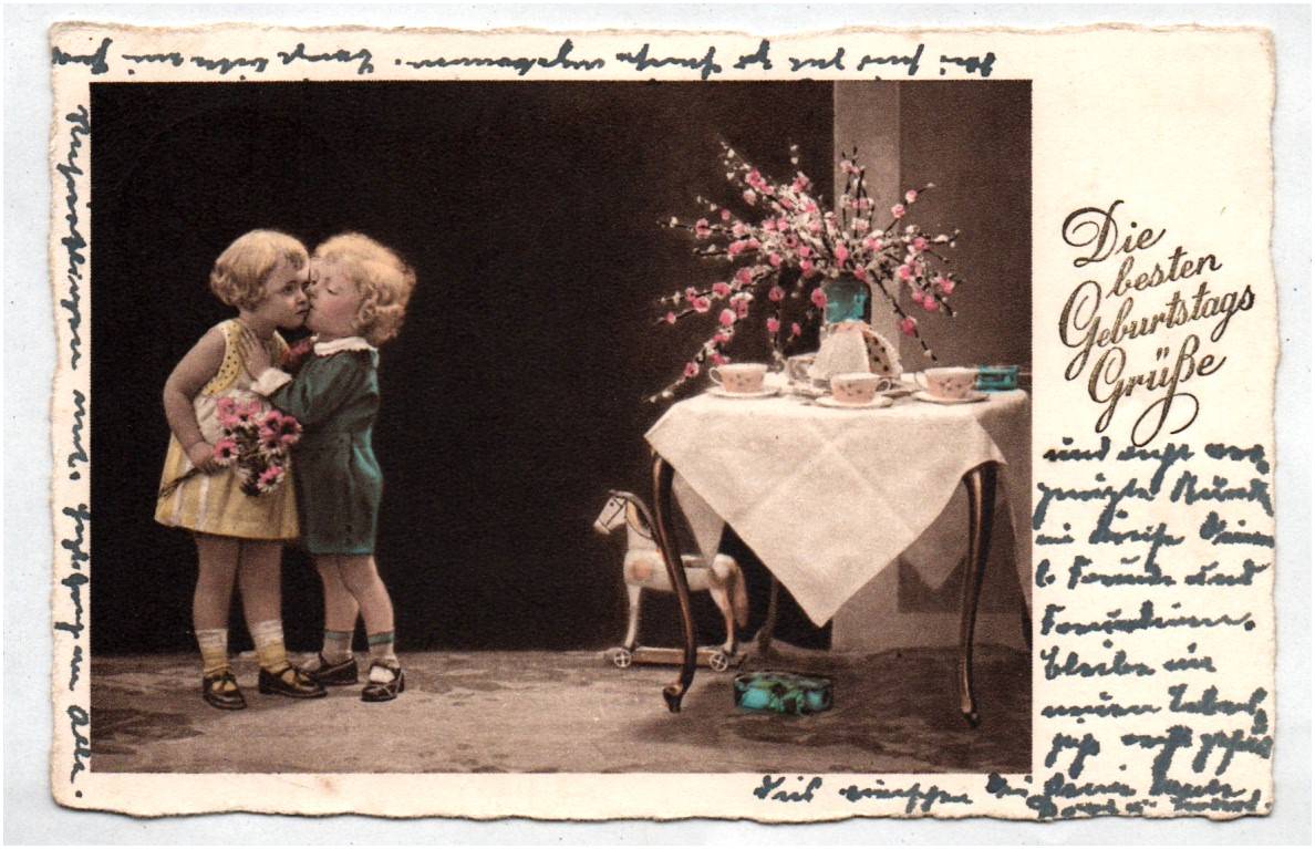 Ak Kinder mit Kaffeetafel 1936 Geburtstags Glückwunsch 