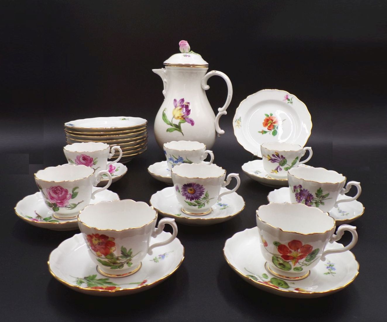 Meissen Kaffeeservice Bunte Blume 26 Teile 2 Wahl