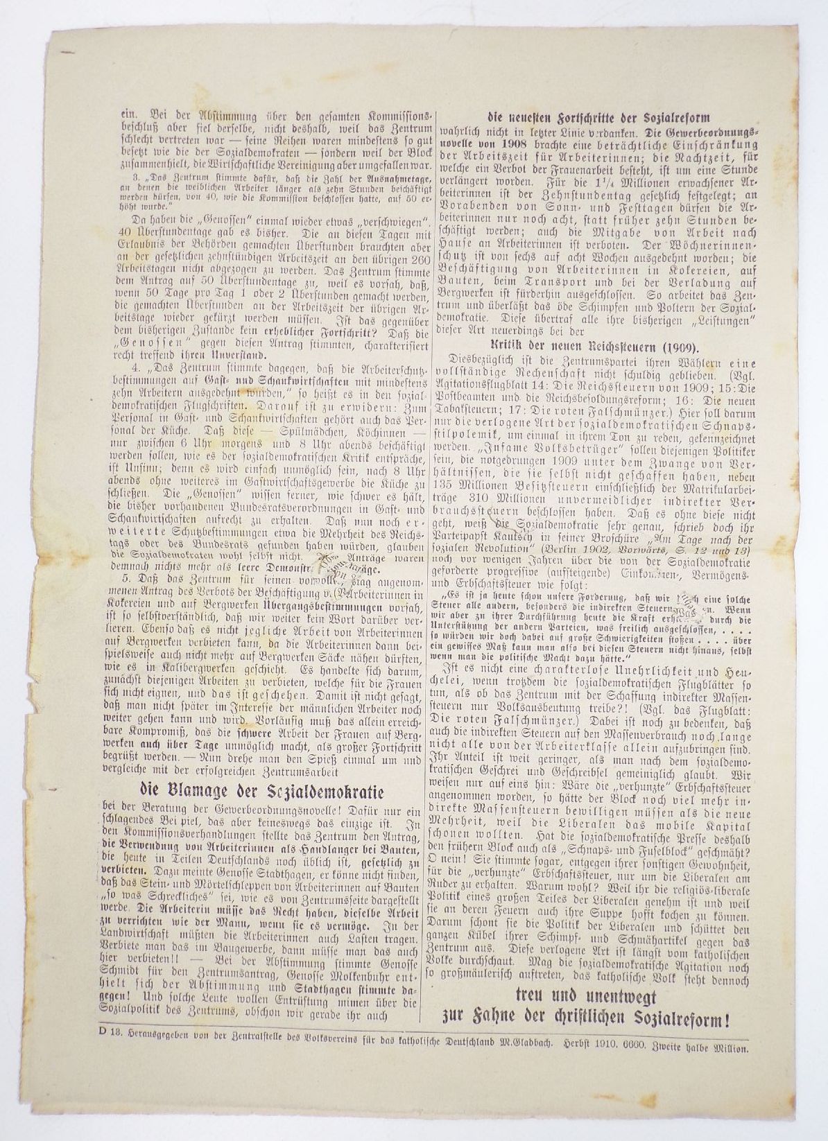 Politik Flugblatt Der Rote Leierkasten Christliche Sozialreform um 1920