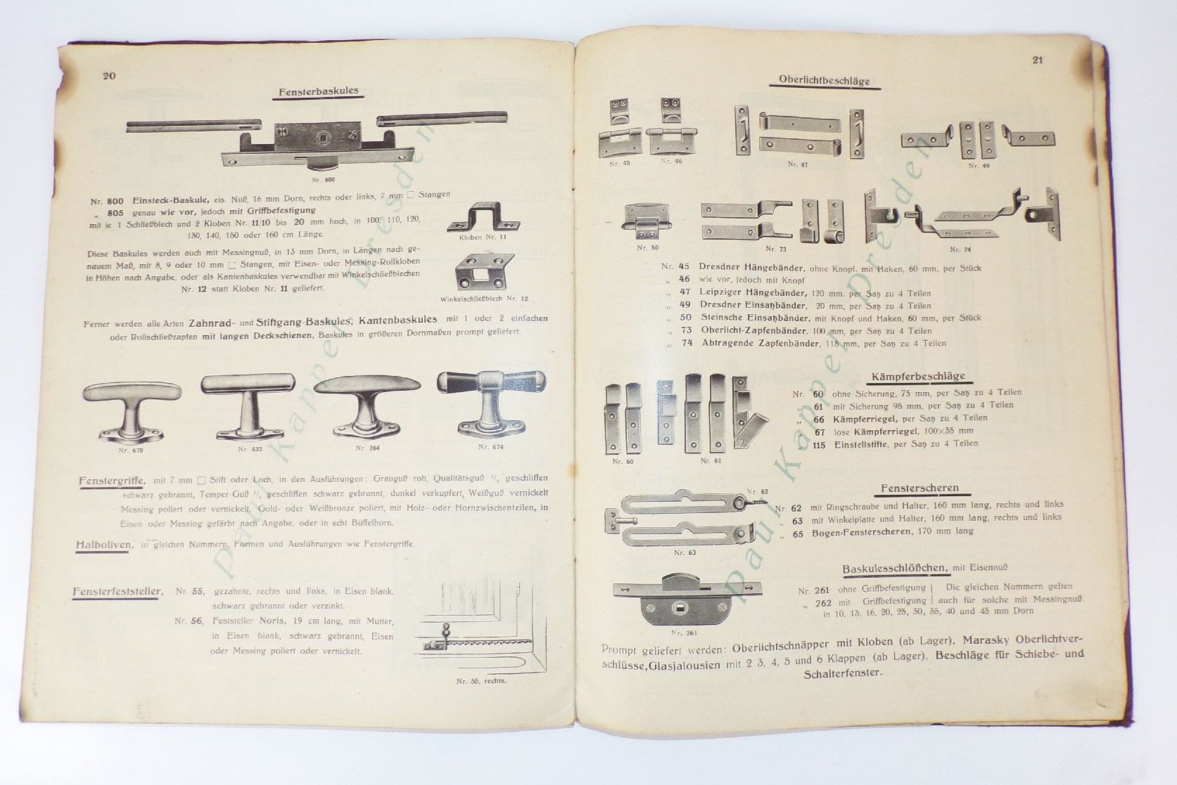 Alter Katalog Musterbuch Paul Kappel Dresden Fensterbeschläge Türbeschläge