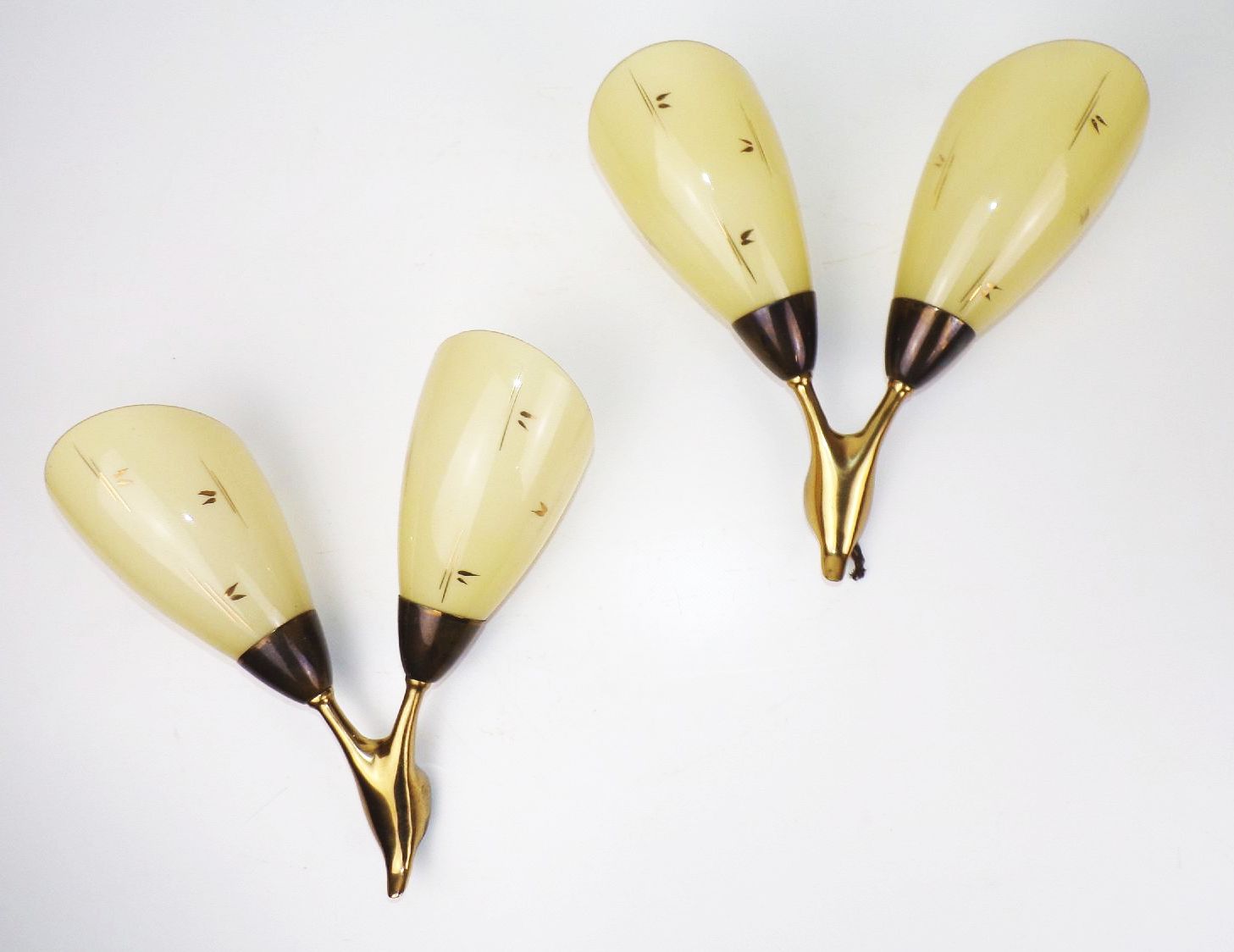 Wandleuchte Tütenlampe 50er Jahre 2 Stück Set E14 Gold Lampe