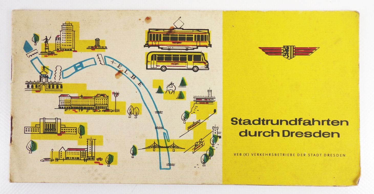 Stadtrundfahrten Dresden 1963 DDR Reklame Prospekt