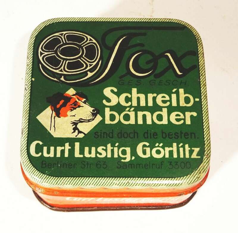 Alte Blechdose Fox Schreibbänder Curt Lustig Görlitz Schreibmaschinen Band 