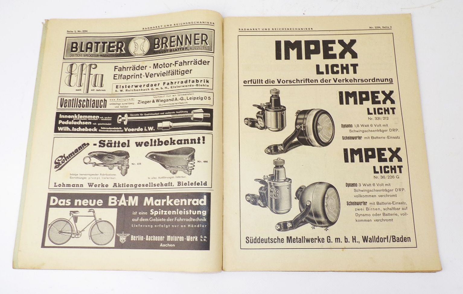 Radmarkt und Reichsmechaniker 1935 Fahrrad Motorrad Zeitschrift