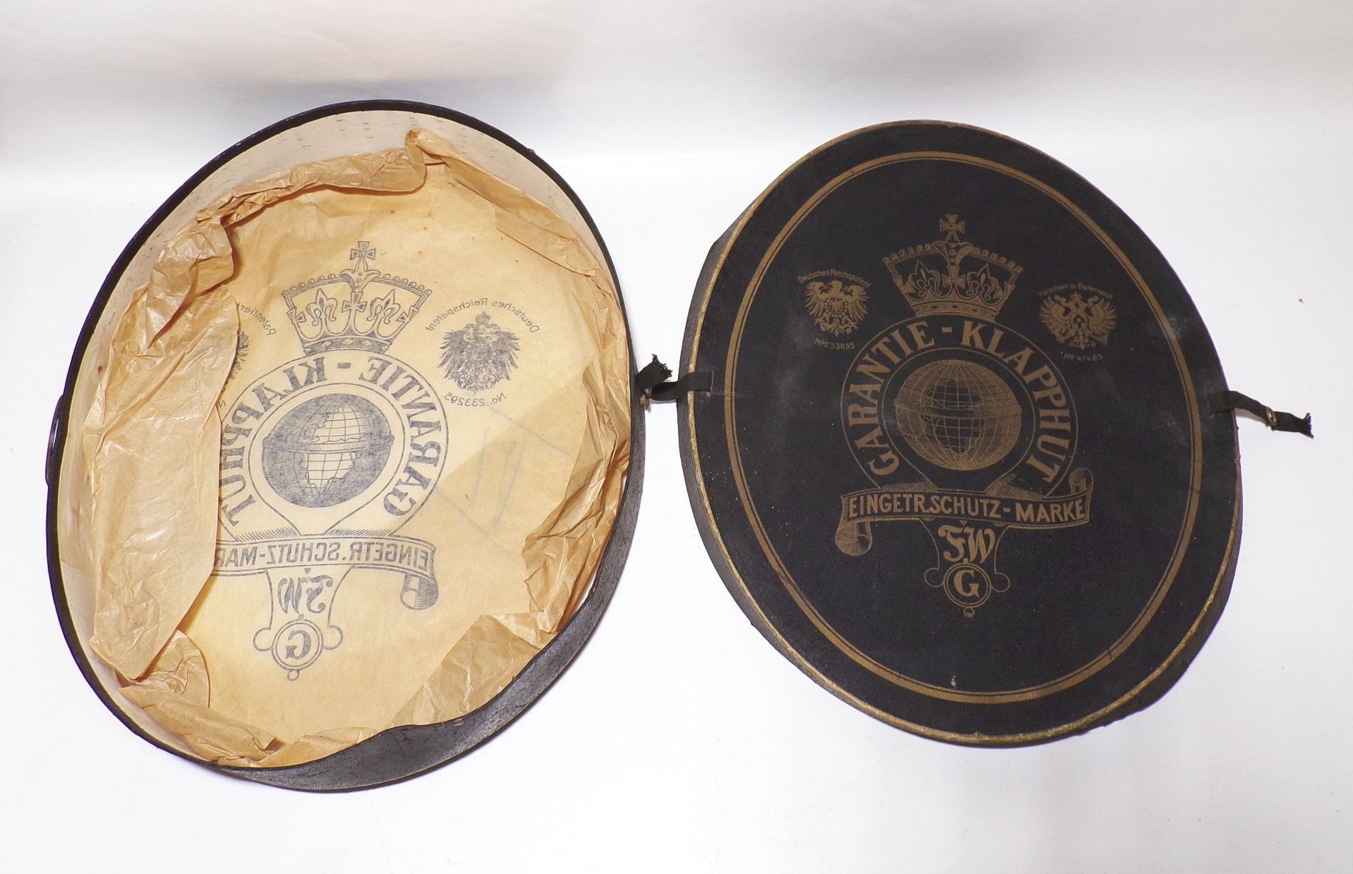 Alter Zylinder Hut Chapeau Claque Schachtel Klapphut Größe 53 vintage