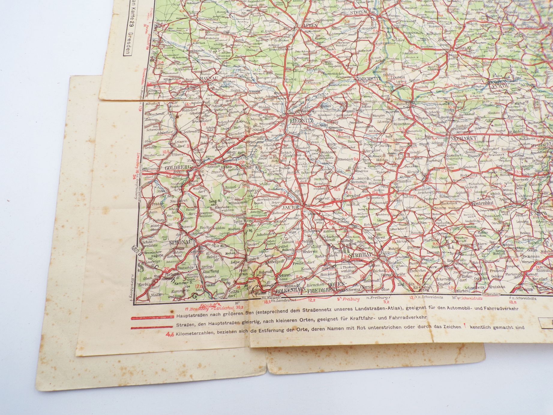 Alte Continental Straßenkarte Landkarte 30 Breslau Wroclaw Polen