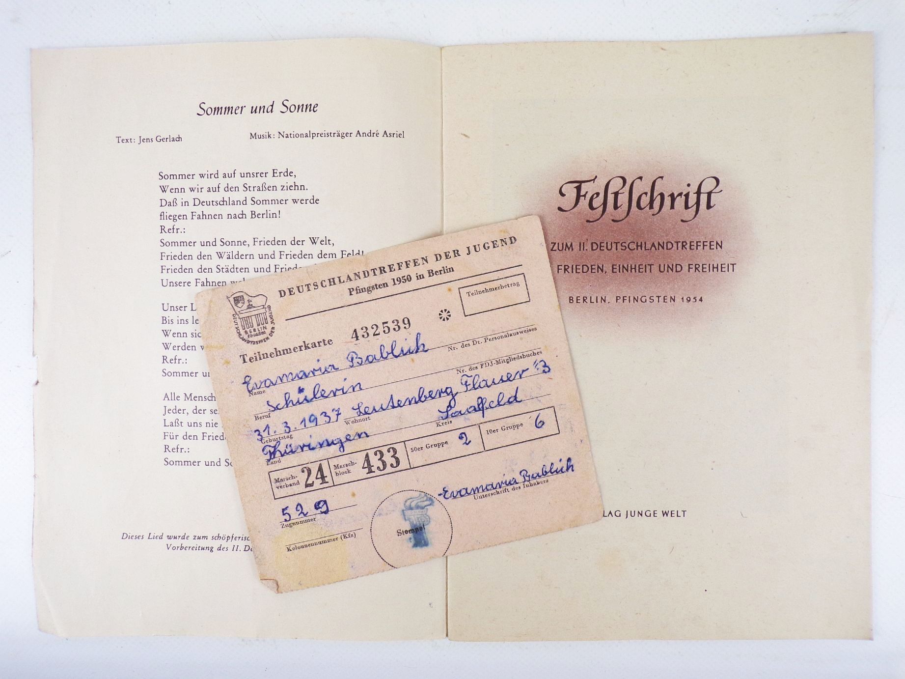 Festschrift zum II Deutschlandtreffen für Frieden Einheit und Freiheit Festschrift zum II Deutschlandtreffen für Frieden Einheit und Freiheit