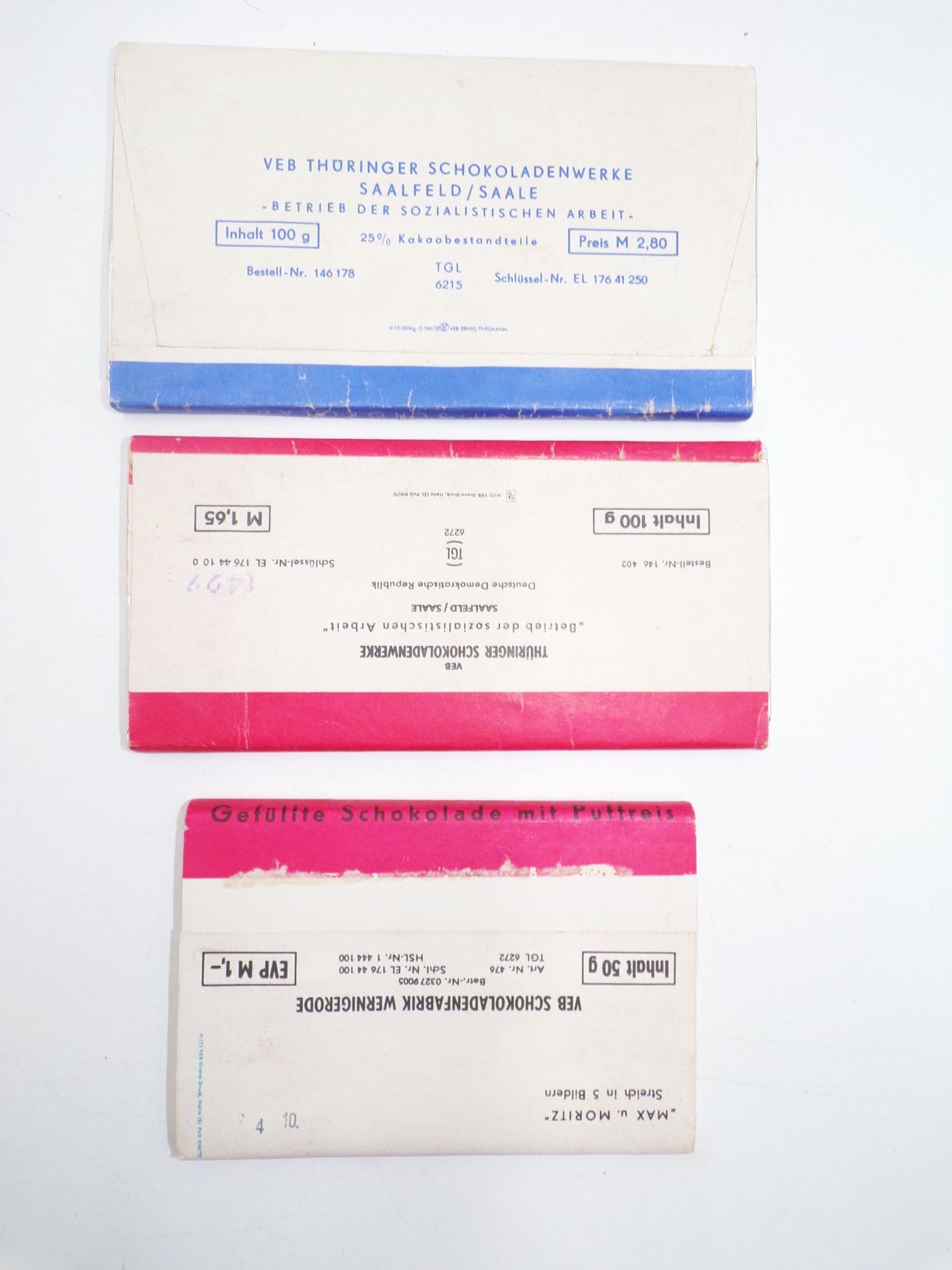 DDR Scholade 3 Tafeln Schaupackung Rotstern Cocos Argenta Puffreis Reklame