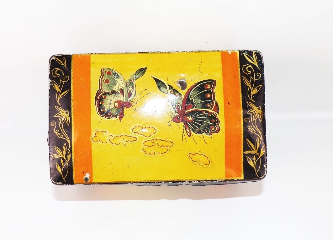 Alte Eduscho Blechdose Kaffeedose Schmetterlinge China Motiv um 1920