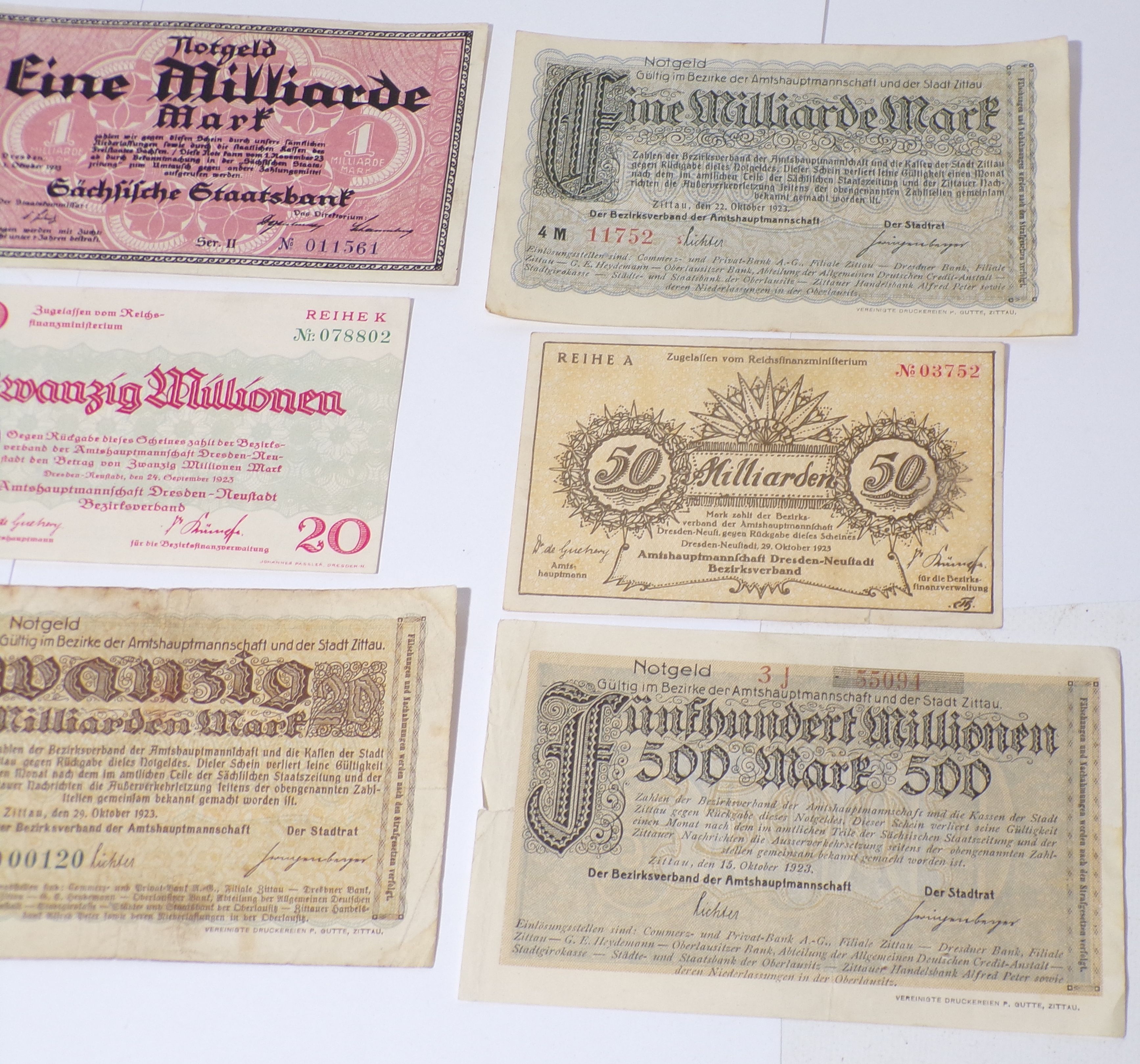 Lot alter Geldscheine Neustadt Kolonie Inflation 1923 Notgeld