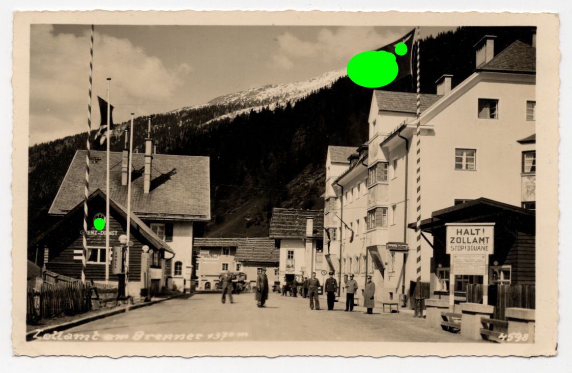 Foto Ak Zollamt am Brenner Grenze Grenzpfahl Zollamt 1941 Fahne