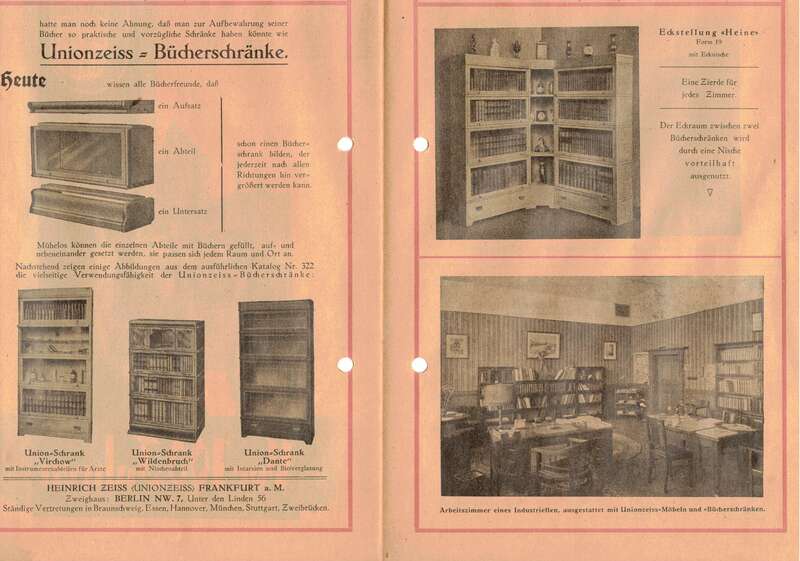 Reklame Prospekt Büromöbel Union-Zeiss Frankfurt am Main 1930er 