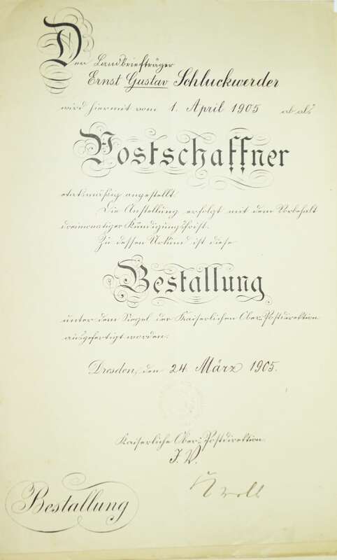 Konvolut Post Urkunden Bestallung 1896 bis 1924 Briefträger Postschaffner Postbote