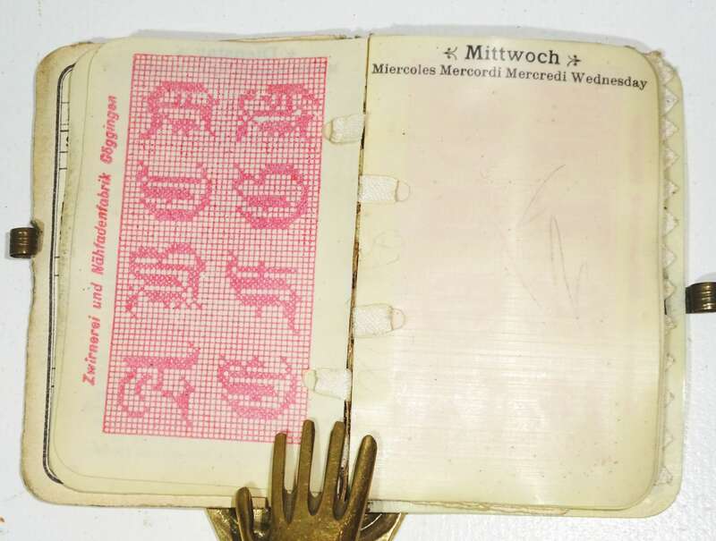 Notizbuch Zwirnerei Nähfadenfabrik Göggingen 1891 Kalender Stickerei Vorlagen