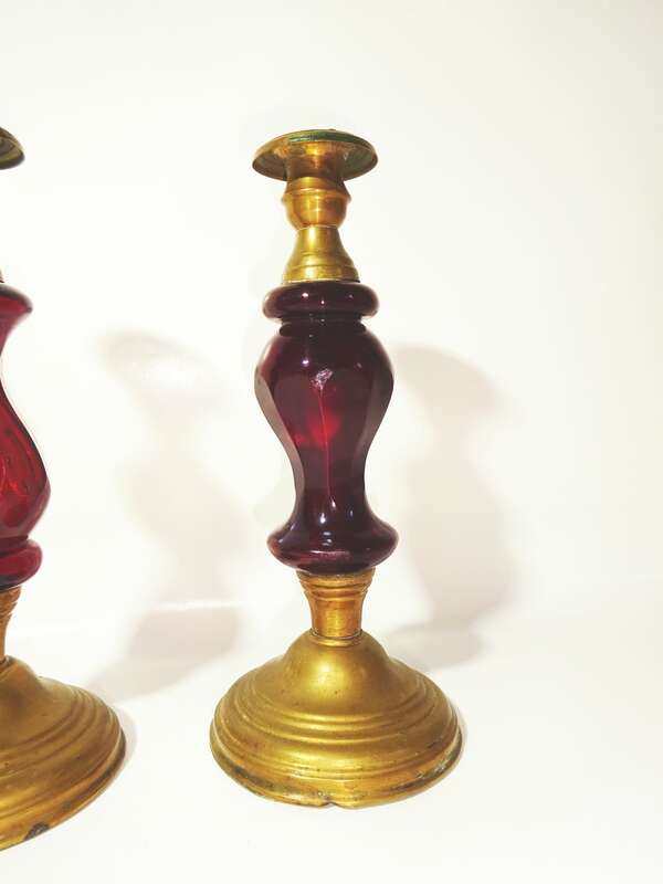 Kerzenständer 2 Stück Catalin Kunstharz Rot Vintage